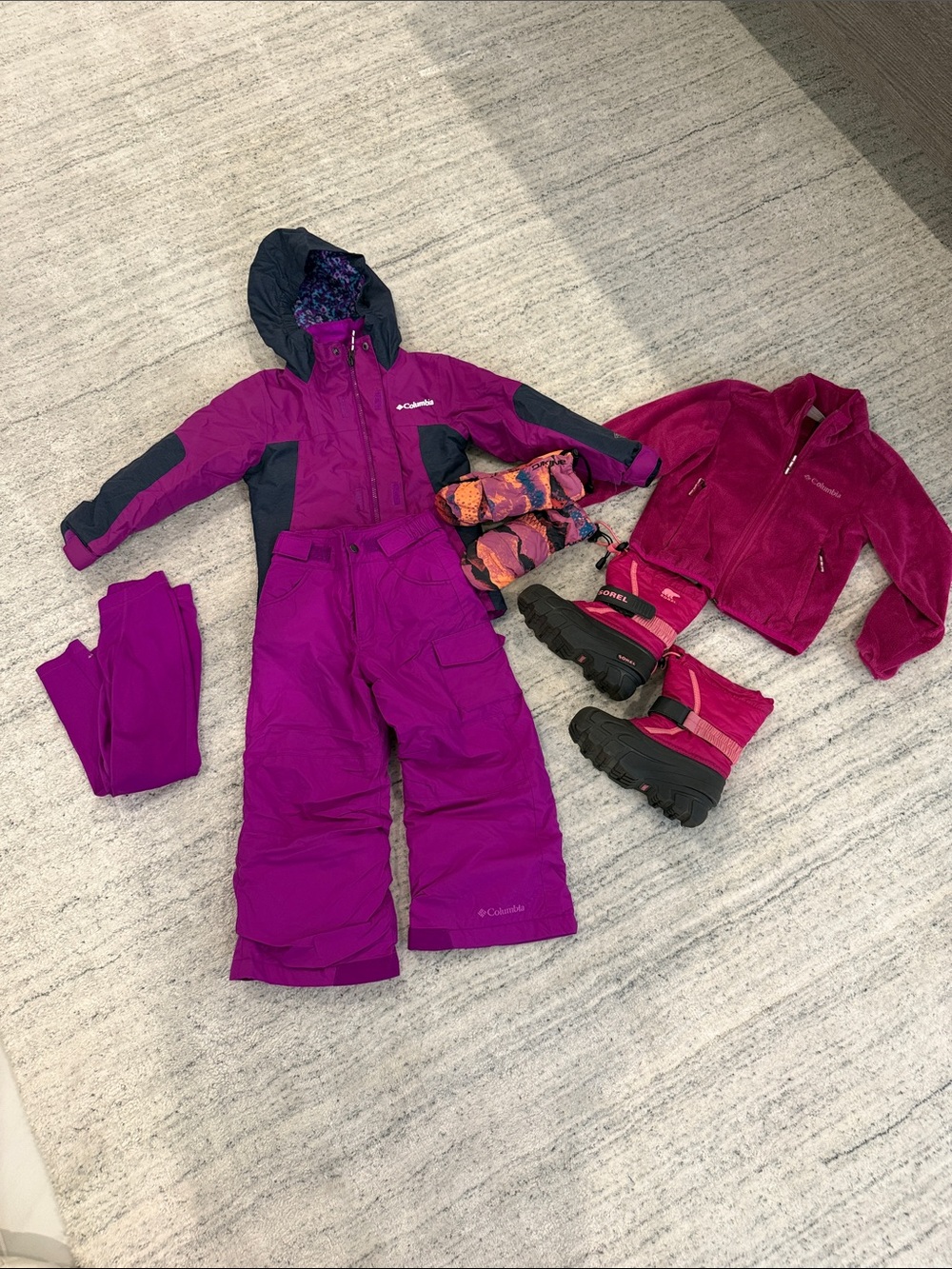 Girls Columbia Ski Bundle Set size XXS also includes fleece, gloves and boots.